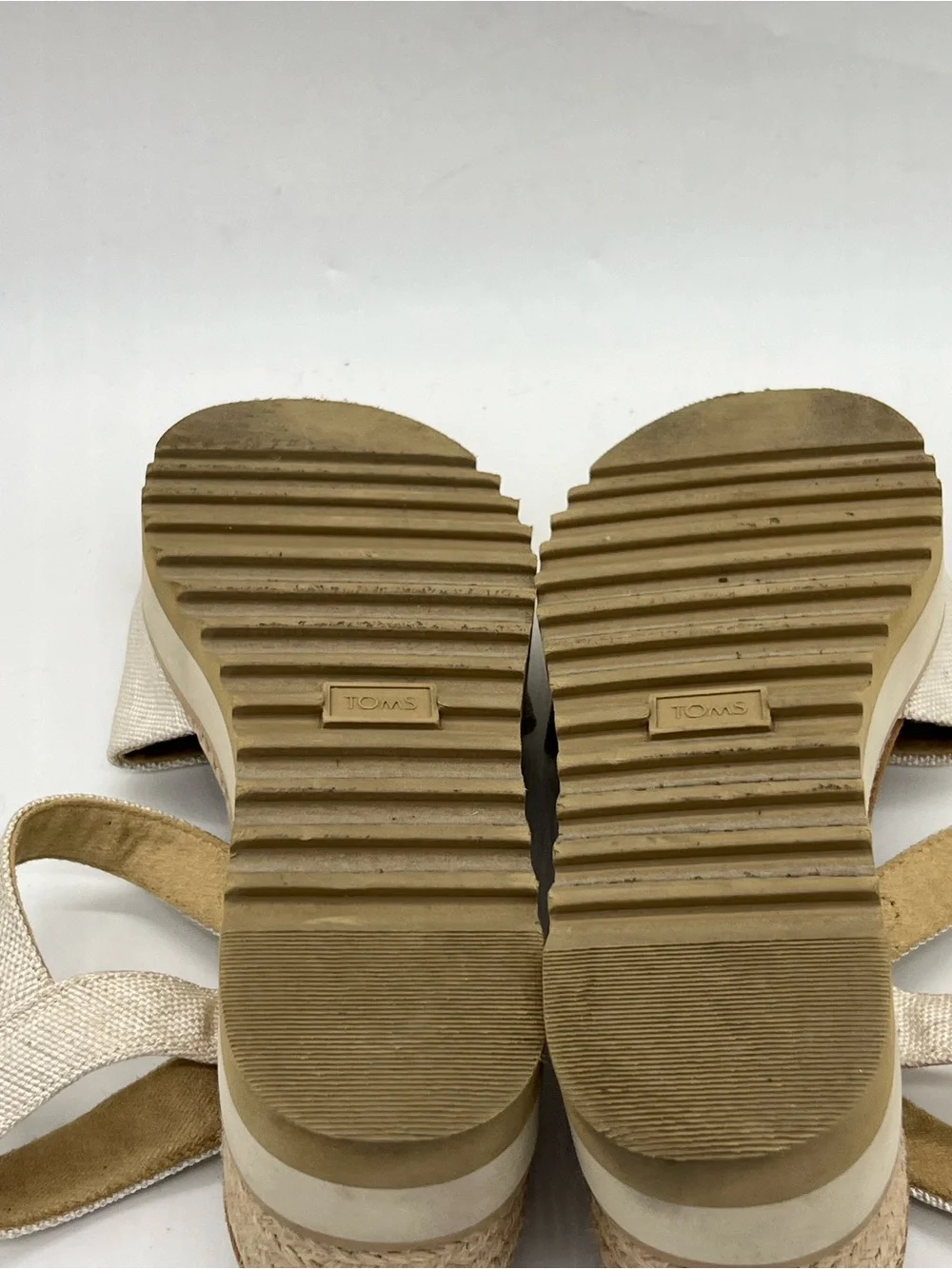 Toms Cream Canvas Platform Sandals